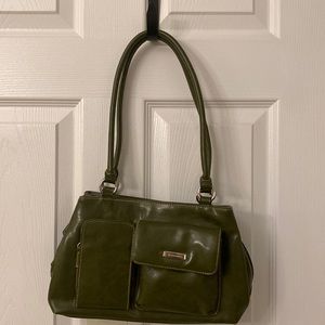 Studio works green leather shoulder purse
